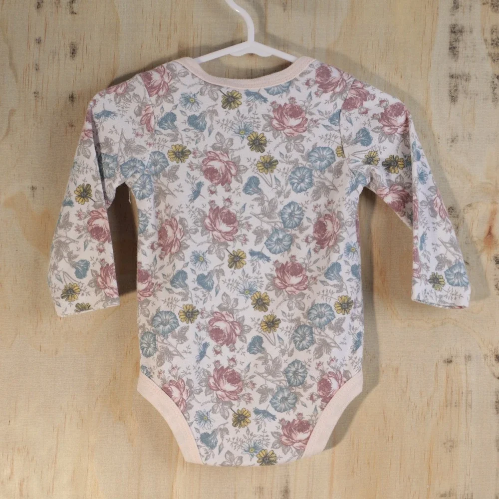 Lila & Jack Baby Girls Floral Long Sleeve Bodysuit Pink Blue 3-6M